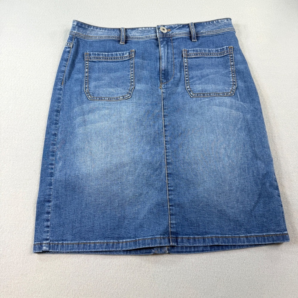 J. Jill Denim Skirt Womens Patch Pocket Stretch Mid Wash Blue 6